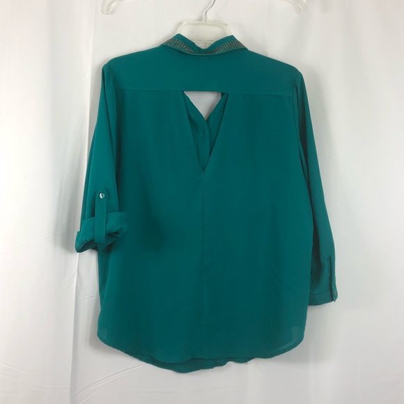 A. Beyer Studded Collar Blouse Size XL K40 - Picture 2 of 7